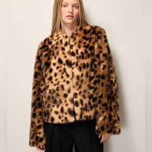 KHY - faux fur collarless jacket - NEW WITH TAGS
